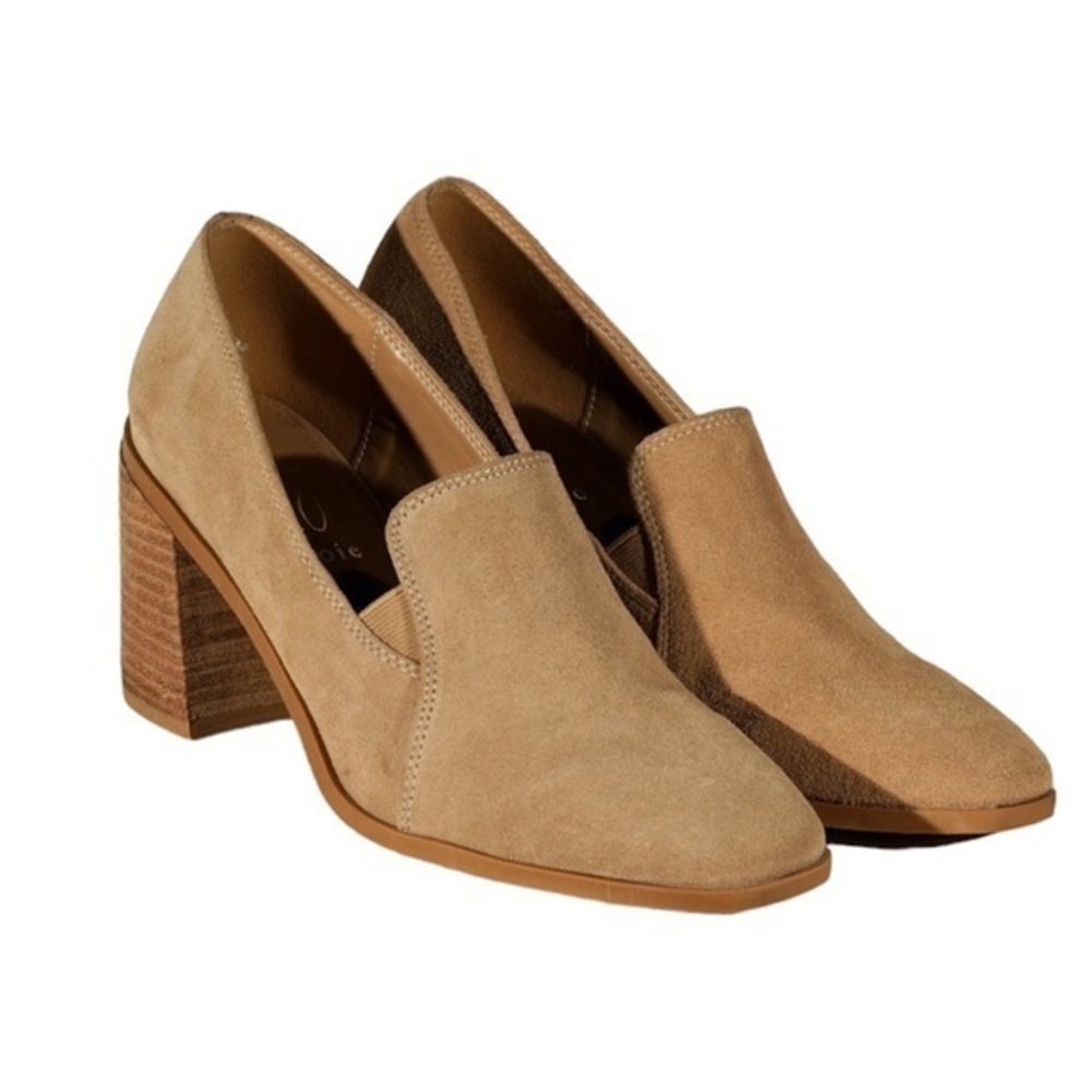Hour Tan Suede Block Heel Pumps NWT
